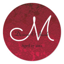 Monograma floral de boda de invierno rojo para nav