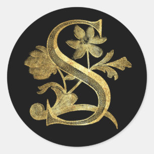 Pegatina Redonda Monograma floral S