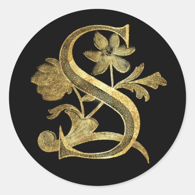 Pegatina Redonda Monograma floral S (Anverso)