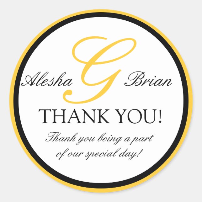 Pegatina Redonda Monograma G Boda Favor Gracias Pegatinas (Anverso)