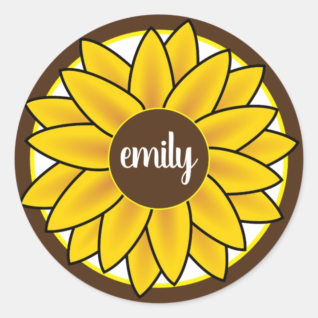 Pegatina Redonda Monograma girasol (Anverso)