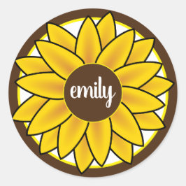 Pegatina Redonda Monograma girasol