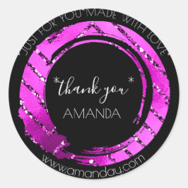 Pegatina Redonda Monograma Gracias Tienda Web Boutique Pink