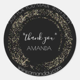 Pegatina Redonda Monograma Gracias Web Boutique Gold Moderno