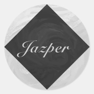 Pegatina Redonda Monograma gris y negro con cielo lluvioso