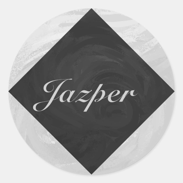 Pegatina Redonda Monograma gris y negro con cielo lluvioso (Anverso)