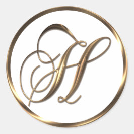 Pegatina Redonda Monograma H Faux Bronze