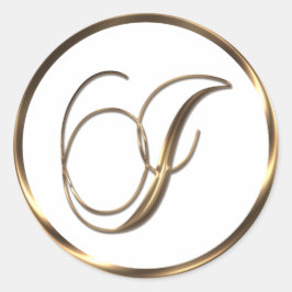 Pegatina Redonda Monograma I Faux Bronze