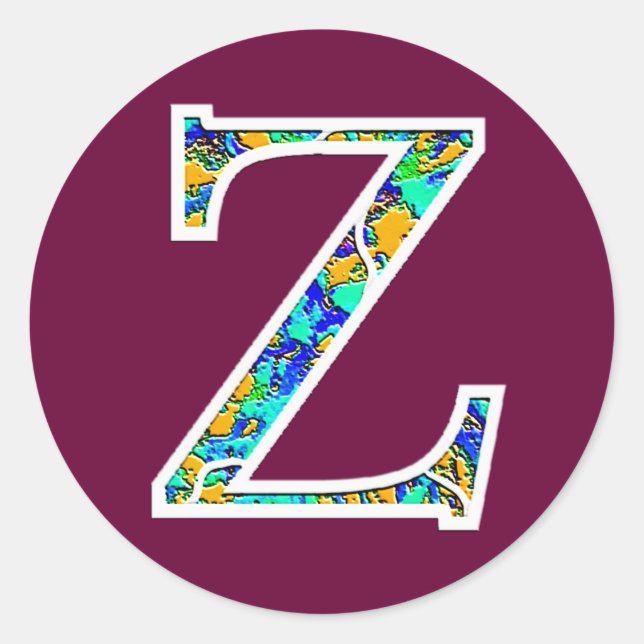 Pegatina Redonda Monograma iluminado Zz (Anverso)