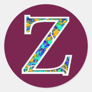 Pegatina Redonda Monograma iluminado Zz