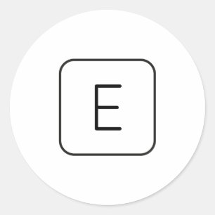 Pegatina Redonda Monograma inicial con estilo moderno   Blanco y ne