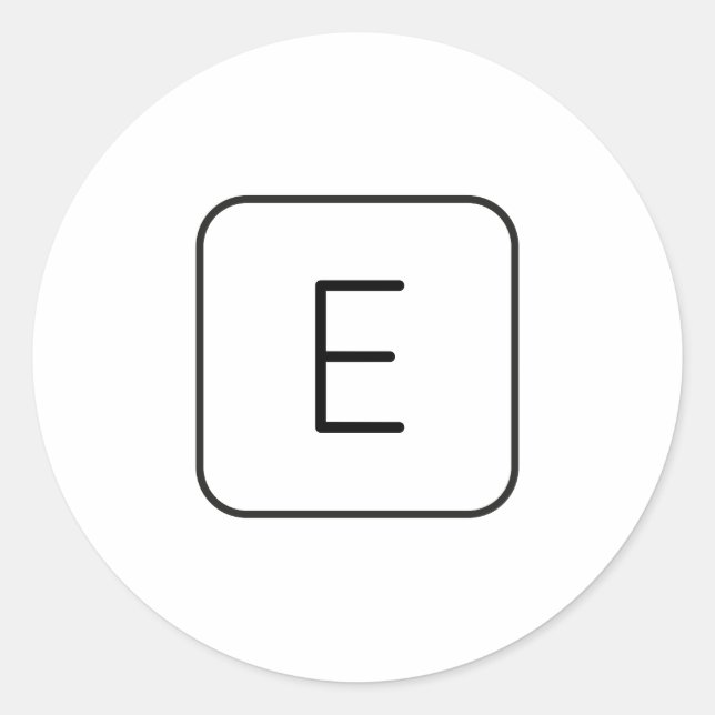 Pegatina Redonda Monograma inicial con estilo moderno | Blanco y ne (Anverso)