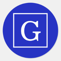 Monograma inicial con marco azul real