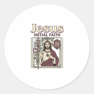 Pegatina Redonda Monograma inicial de Jesús Fe Monograma inicial de