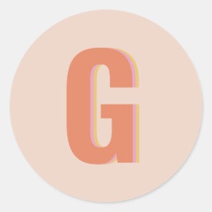 Pegatina Redonda Monograma inicial de tipografía retro de Rubor y 