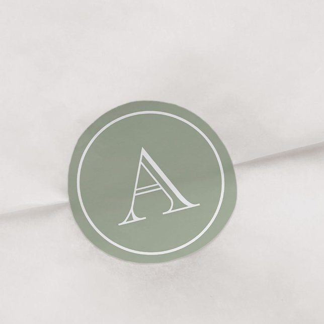 Pegatina Redonda Monograma inicial del bloque verde y blanco sabio (Subido por el creador)