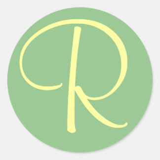 Pegatina Redonda Monograma inicial R Green Cream Sti... - Personali