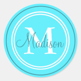 Pegatina Redonda Monograma inicial/Sello para sobres de nombre de p