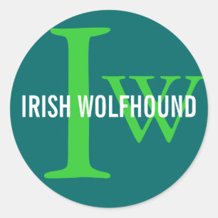 Pegatina Redonda Monograma irlandés de la raza lobo
