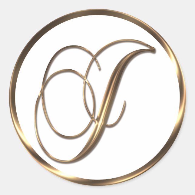 Pegatina Redonda Monograma J Faux Bronze (Anverso)