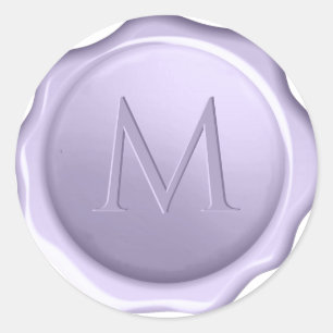 Pegatina Redonda Monograma Lavender Wax Seal Grabado en relieve Pur