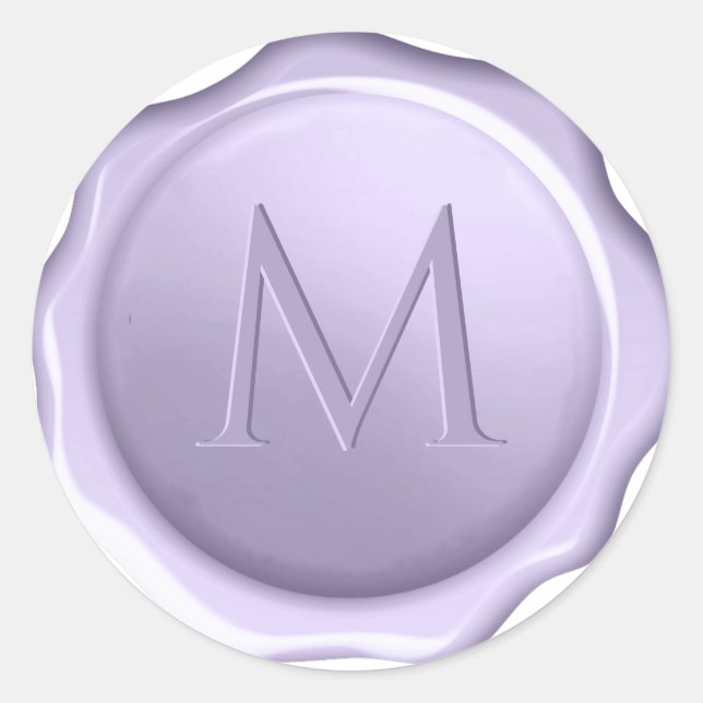 Pegatina Redonda Monograma Lavender Wax Seal Grabado en relieve Pur (Anverso)