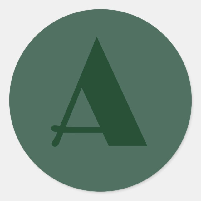 Pegatina Redonda Monograma Letra inicial personalizado Retro verde  (Anverso)