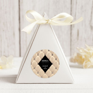 Pegatina Redonda Monograma lujoso dorado tufado