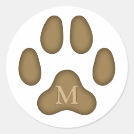 Pegatina Redonda Monograma Mascota personalizado de impresión de pa