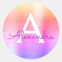 Monograma metálico morado y rosado