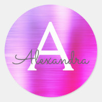 Monograma metálico morado y rosado