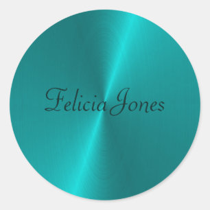 Pegatina Redonda Monograma metalizado brillante azul