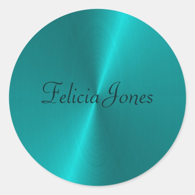 Pegatina Redonda Monograma metalizado brillante azul (Anverso)