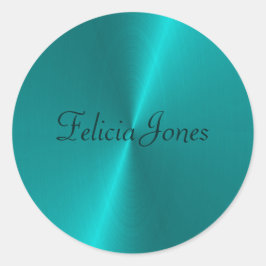 Pegatina Redonda Monograma metalizado brillante azul