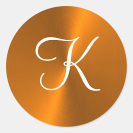 Pegatina Redonda Monograma metalizado brillante de bronce