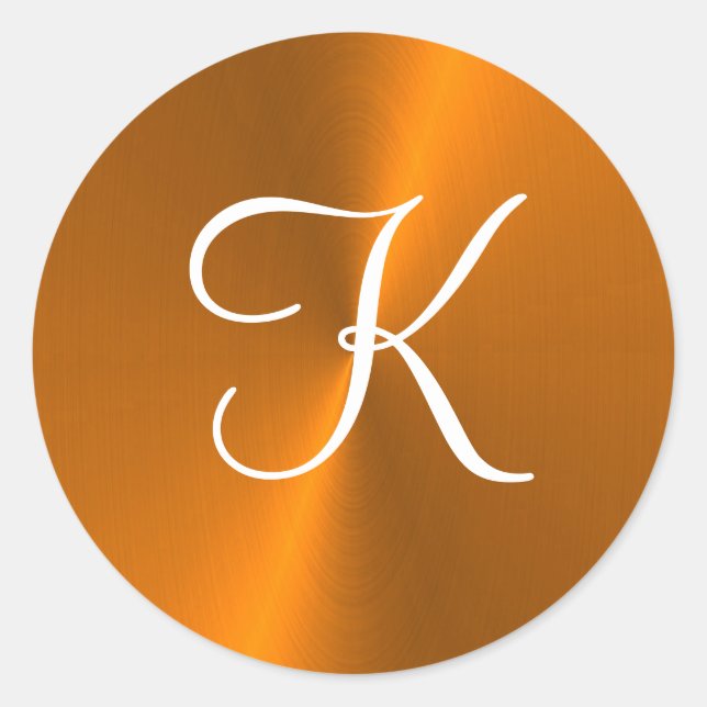 Pegatina Redonda Monograma metalizado brillante de bronce (Anverso)