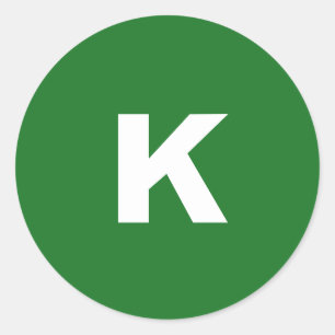 Pegatina Redonda Monograma Minimalista blanco sobre verde