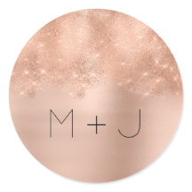 Monograma mínimo de Boda Rubor de color rosa dorad