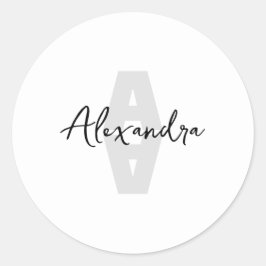 Pegatina Redonda Monograma Mínimo de Nombre Personalizado