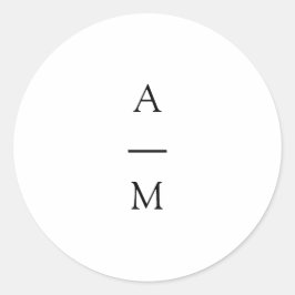 Pegatina Redonda Monograma mínimo Moda de moda Boda blanco negro