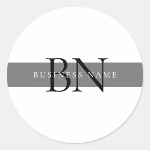Pegatina Redonda Monograma mínimo profesional moderno gris negro