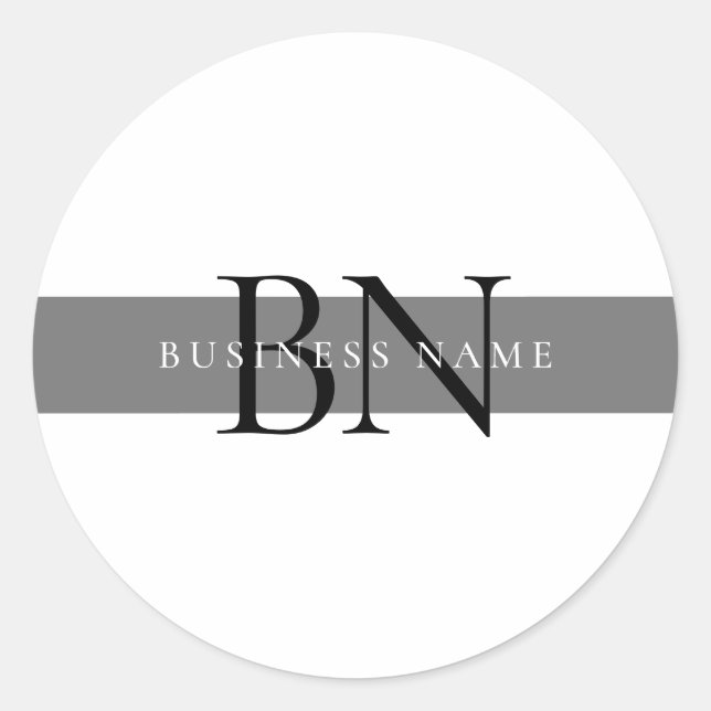 Pegatina Redonda Monograma mínimo profesional moderno gris negro (Anverso)