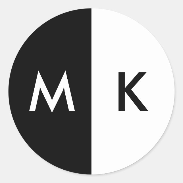 Pegatina Redonda Monograma moderno (Anverso)