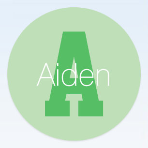 Pegatina Redonda Monograma moderno audaz   Pale & Kelly Green