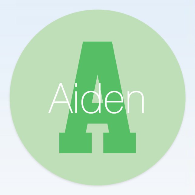 Pegatina Redonda Monograma moderno audaz | Pale & Kelly Green (Subido por el creador)