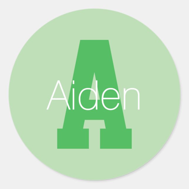 Pegatina Redonda Monograma moderno audaz | Pale & Kelly Green (Anverso)