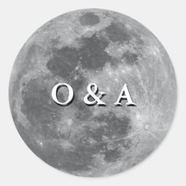 Pegatina Redonda Monograma moderno Boda de luna llena