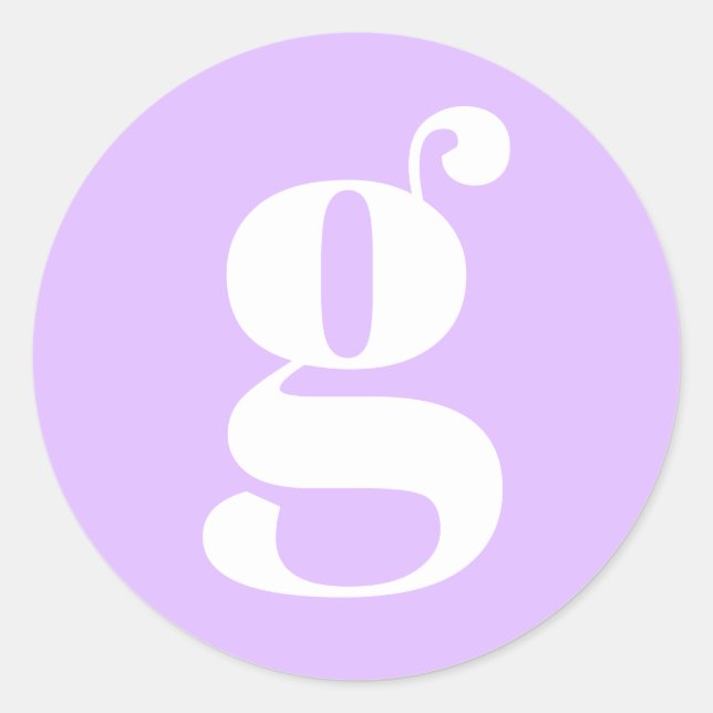 Pegatina Redonda Monograma moderno Letra inicial Pastel Lavender (Anverso)