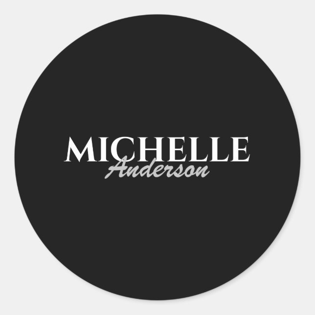 Pegatina Redonda Monograma moderno simple (Anverso)