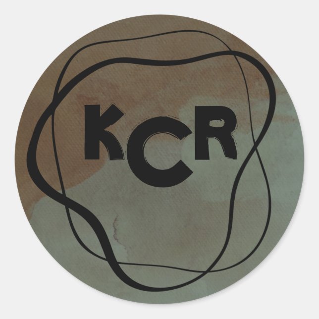 Pegatina Redonda Monograma Moody Dark Side del Doodle de la Luna (Anverso)